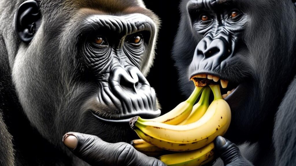 gorillas and banana peels