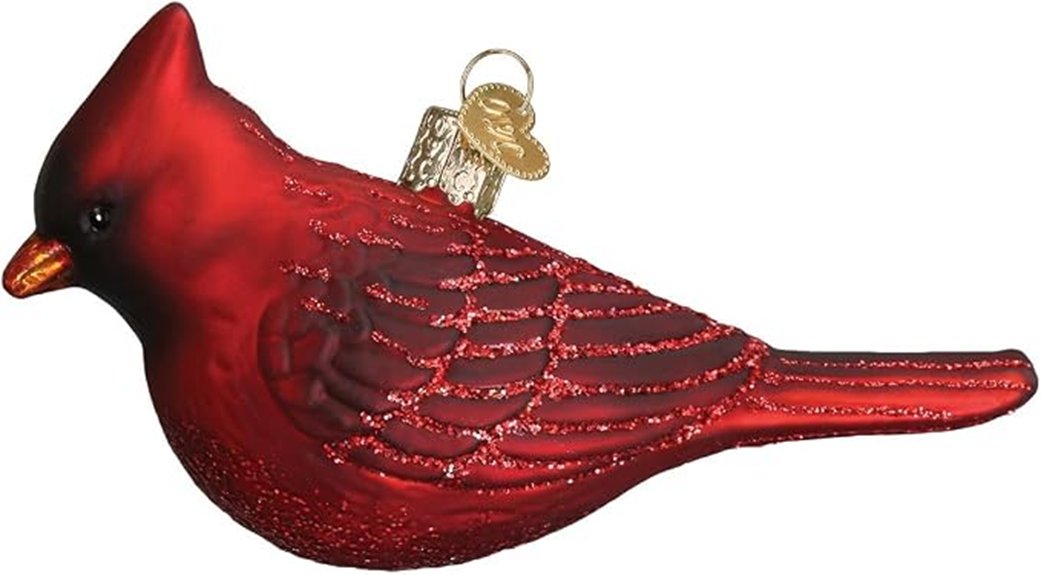glass old world cardinal ornament