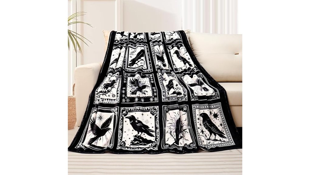 gothic bird halloween throw