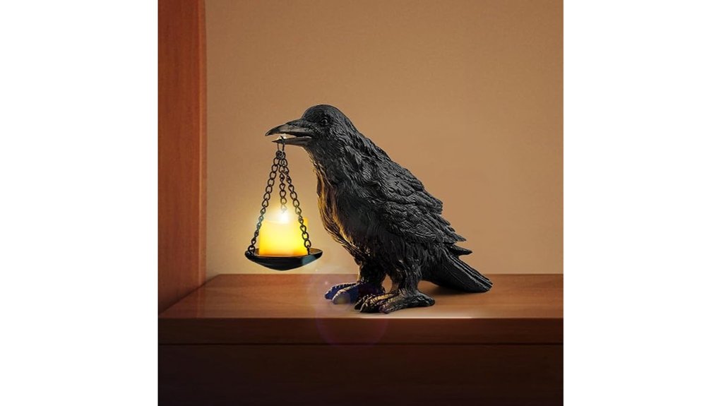 gothic crow tealight lamp