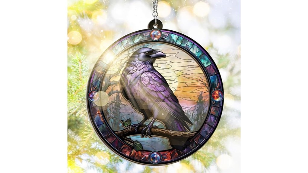gothic raven christmas suncatcher