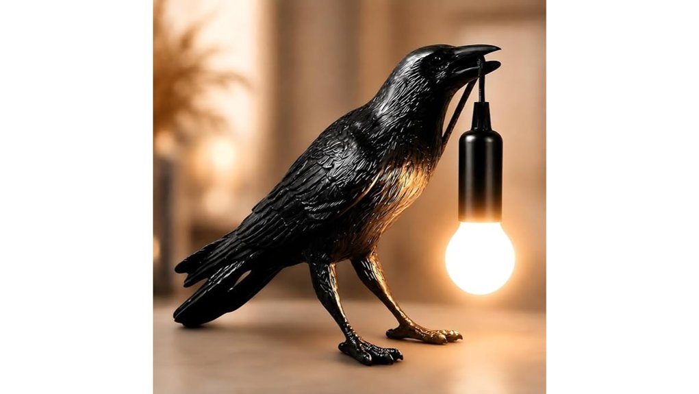 gothic raven led table lamp