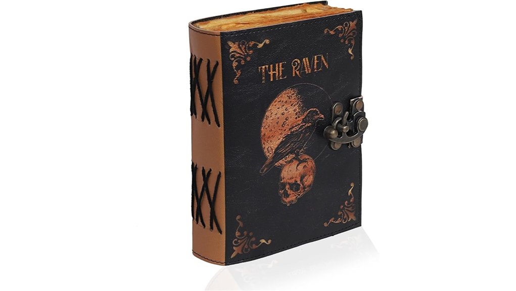 gothic raven skull leather journal