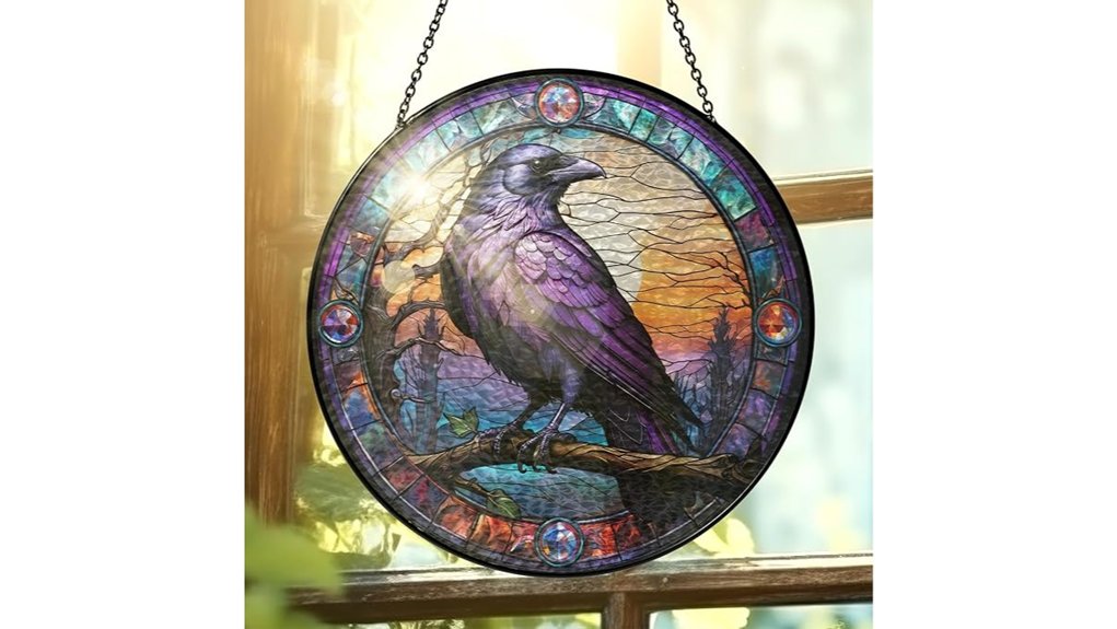 gothic raven stained glass