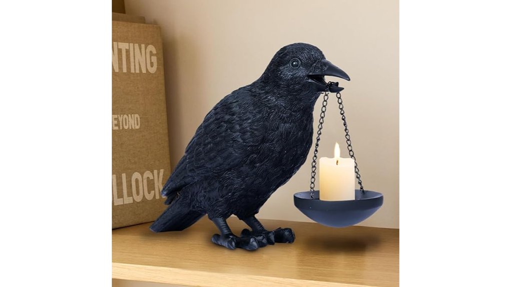 gothic raven tealight candleholder