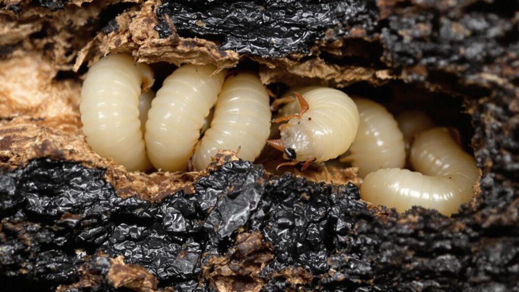 hercules beetle larvae feeding