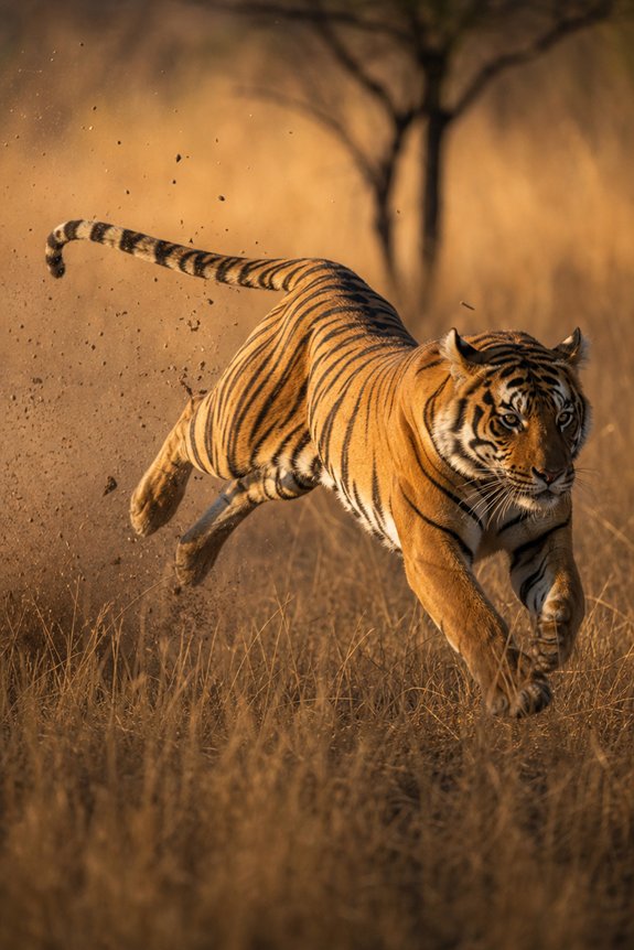 How Fast Can a Tiger Run 8 hind leg powered explosive sprint