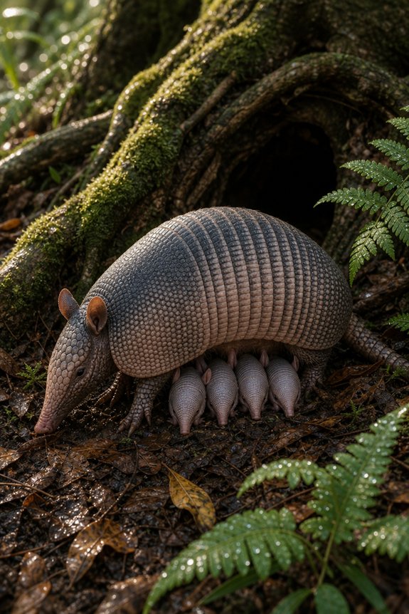 Armadillo Facts: Armor, Quadruplets and Leprosy 5 identical quadruplets from one egg