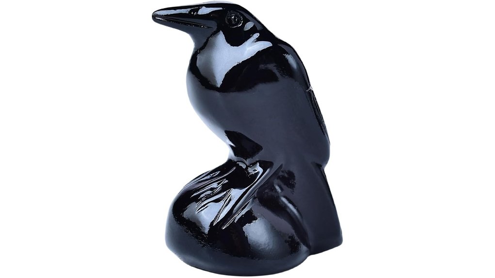 obsidian raven healing sculpture