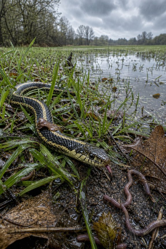rain activates aquatic and terrestrial snakes