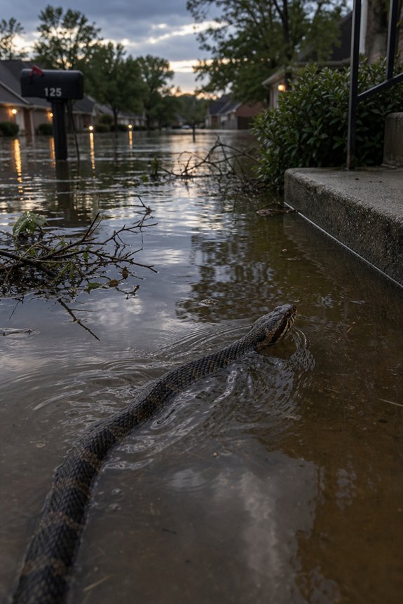 snakes invade flooded human spaces