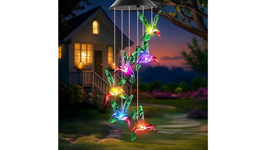 solar hummingbird garden chimes