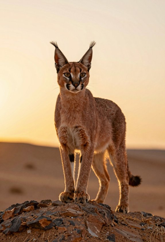 tufted eared caracal in deserts