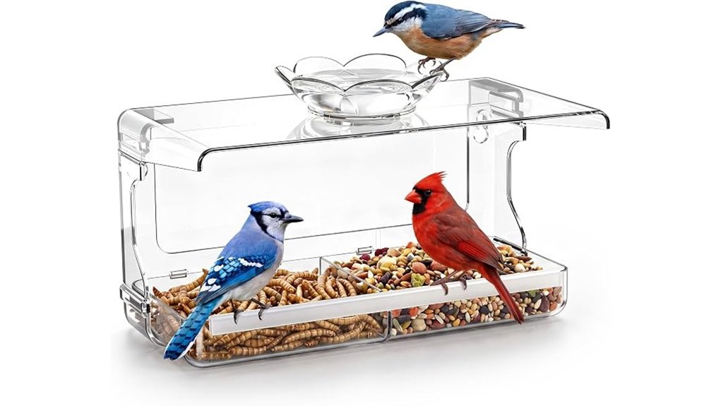 window mounted bird feeder with adhesive