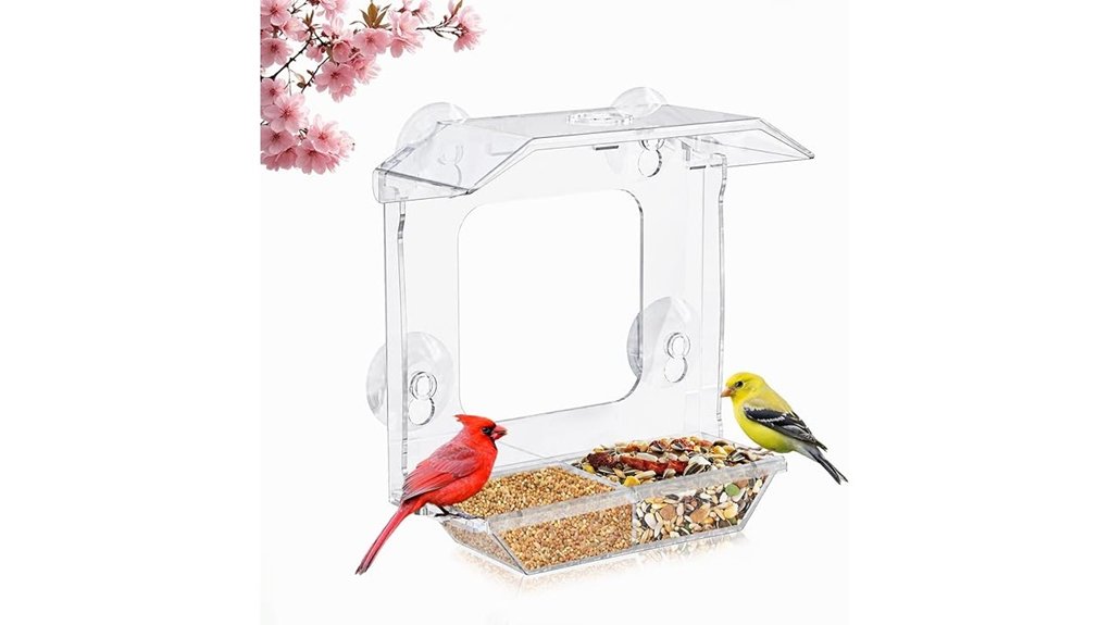 window mounted bird feeder with suction