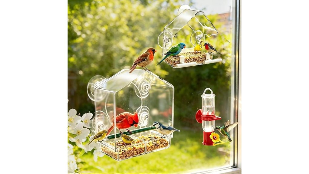 window mounted bird feeder with water
