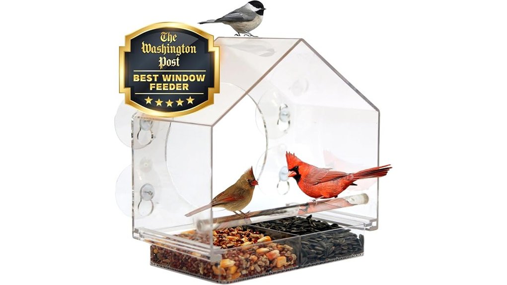 window mounted outdoor bird feeder