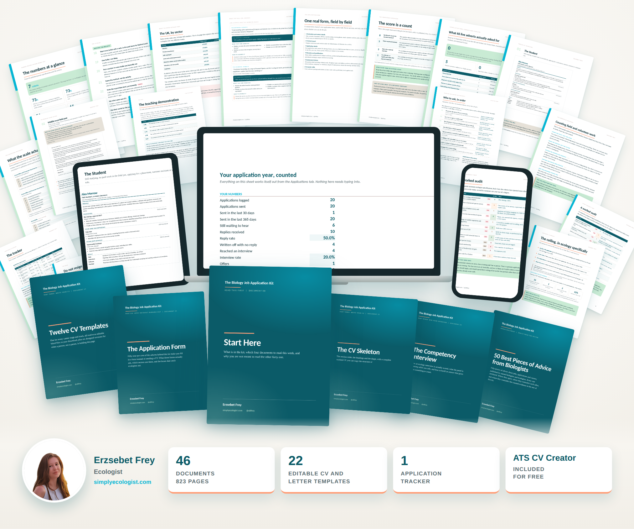Biology Job Application Kit: 46 Guides, CV Templates and Tracker 1 The Biology Job Application Kit: 46 guides, 823 pages, 22 editable CV and cover letter templates, an application tracker and the ATS CV Creator, by ecologist Erzsebet Frey